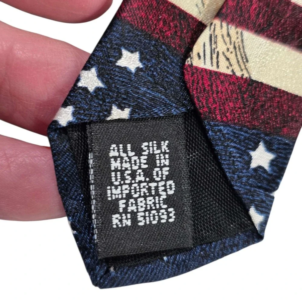 TANGO by MAX RAAB Americana Starry Flowers of Liberty Silk Necktie Red‎ Blue USA